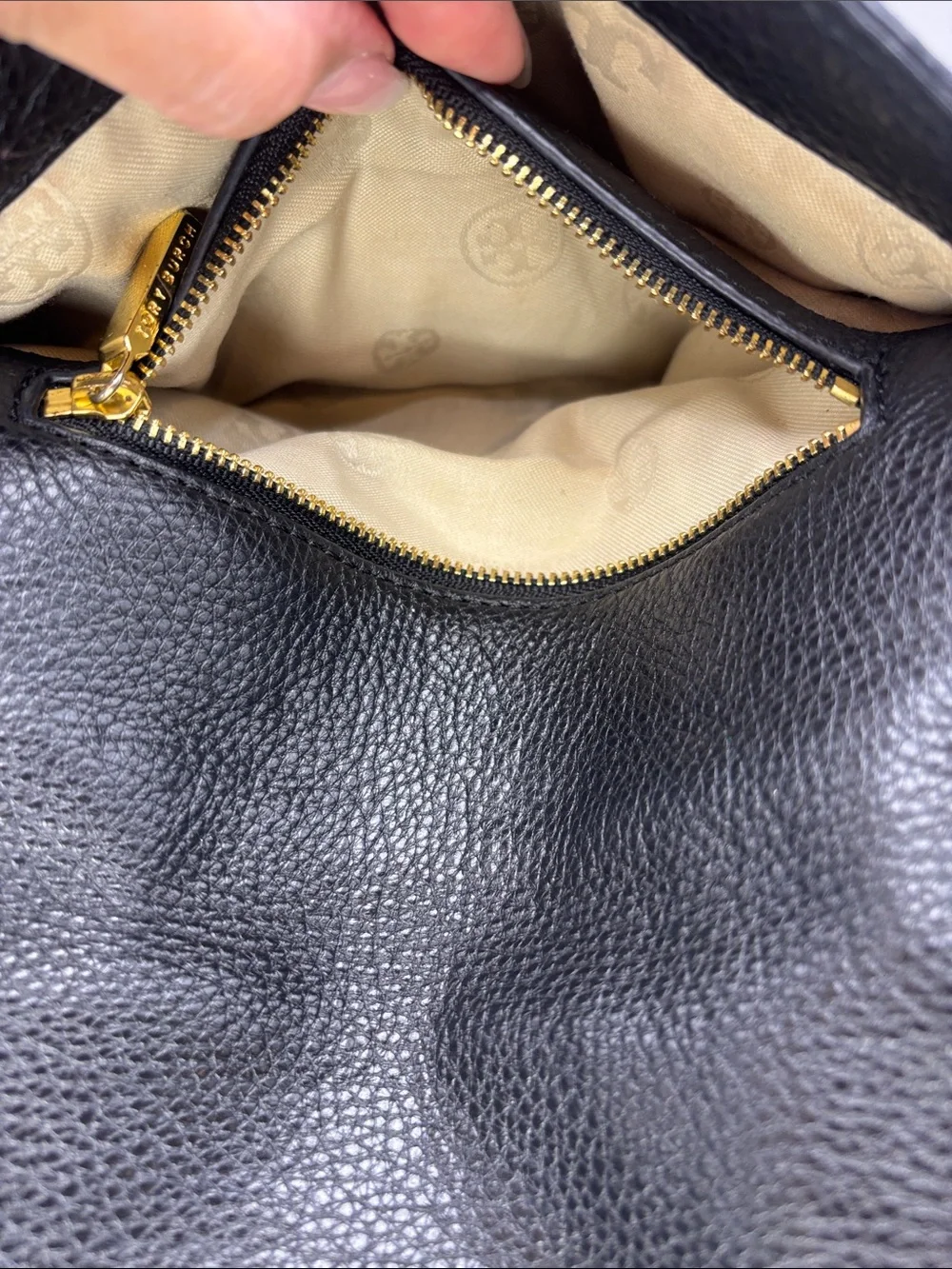 Tory Burch Black Leather Crossbody with Gold Hardware